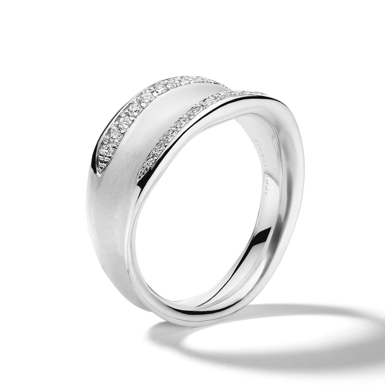 Concave Ring in Sterling Silver with Diamonds SR979DIA