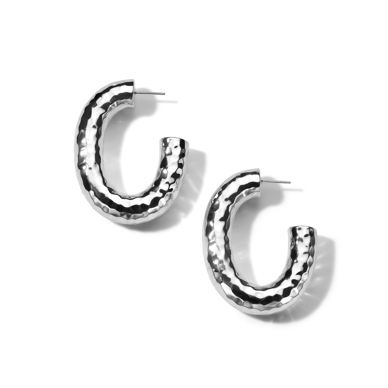 Ippolita Sterling Silver Classico Thick Hammered Oval Hoop Earrings