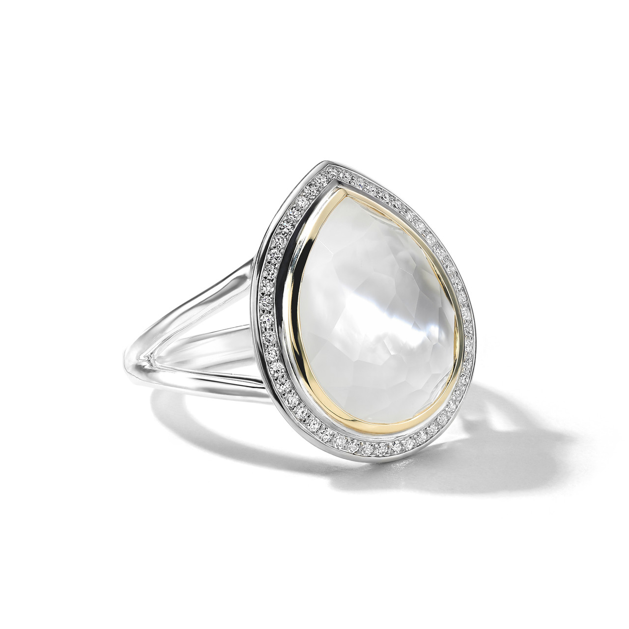 925 & 18K Chimera Rock Candy® Teardrop Ring in Rock Crystal and