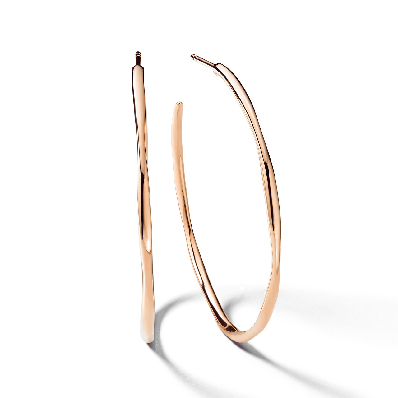 Medium Thin Squiggle #3 Hoop Earring in 18K Rose Gold