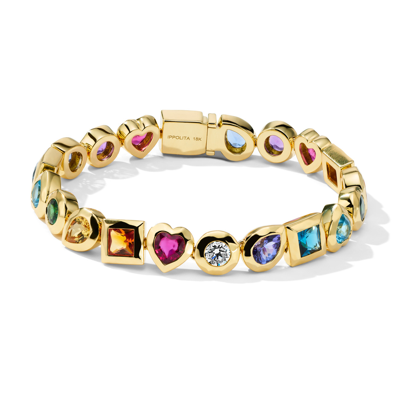 Women's 18k Yellow Gold Gemstone Diamond Fancy Link Statement Bracelet – 31  Jewels Inc.