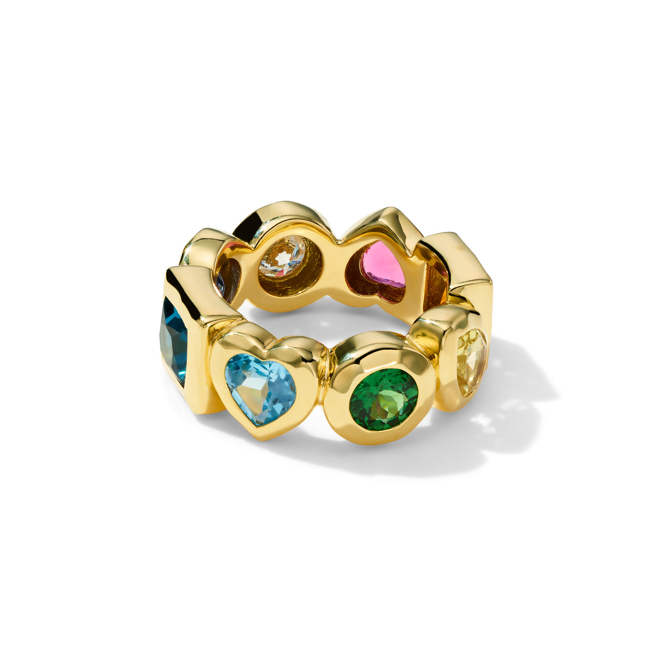 Gold ring with rainbow shop stones