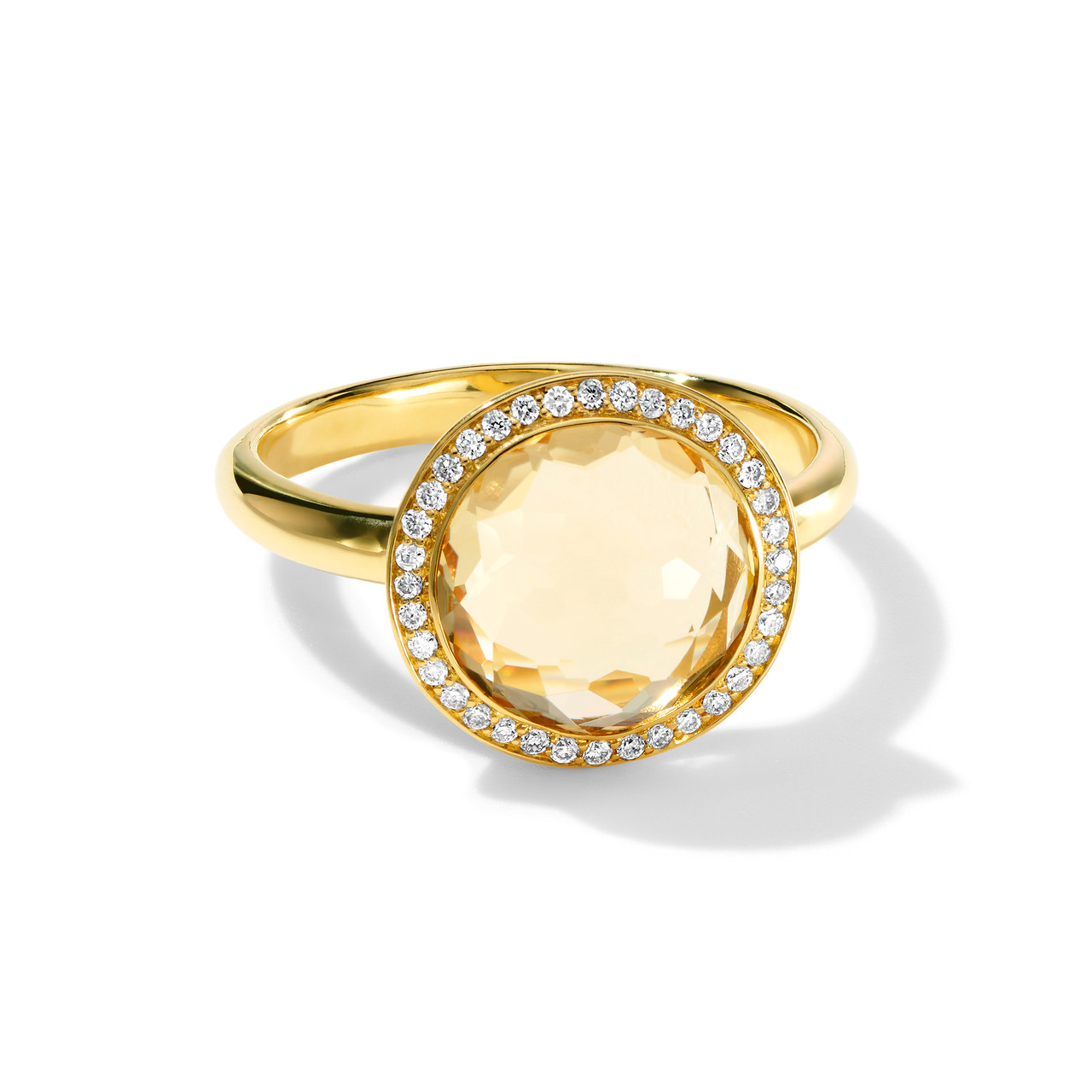 Honey Citrine Lollitini Ring in 18K Gold with Diamonds GR342HCDIA