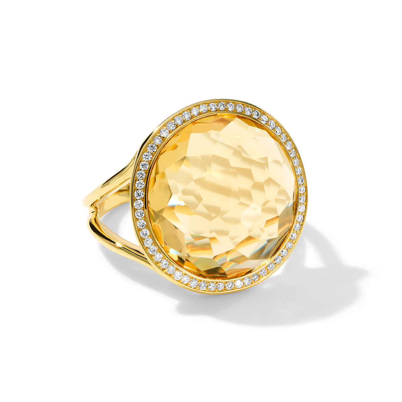 Honey Citrine Ring in 18K Gold with Diamonds