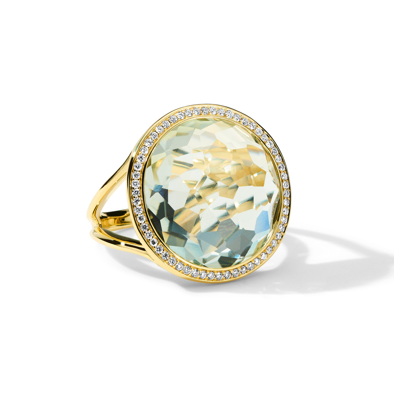 Prasiolite Ring in 18K Gold with Diamonds