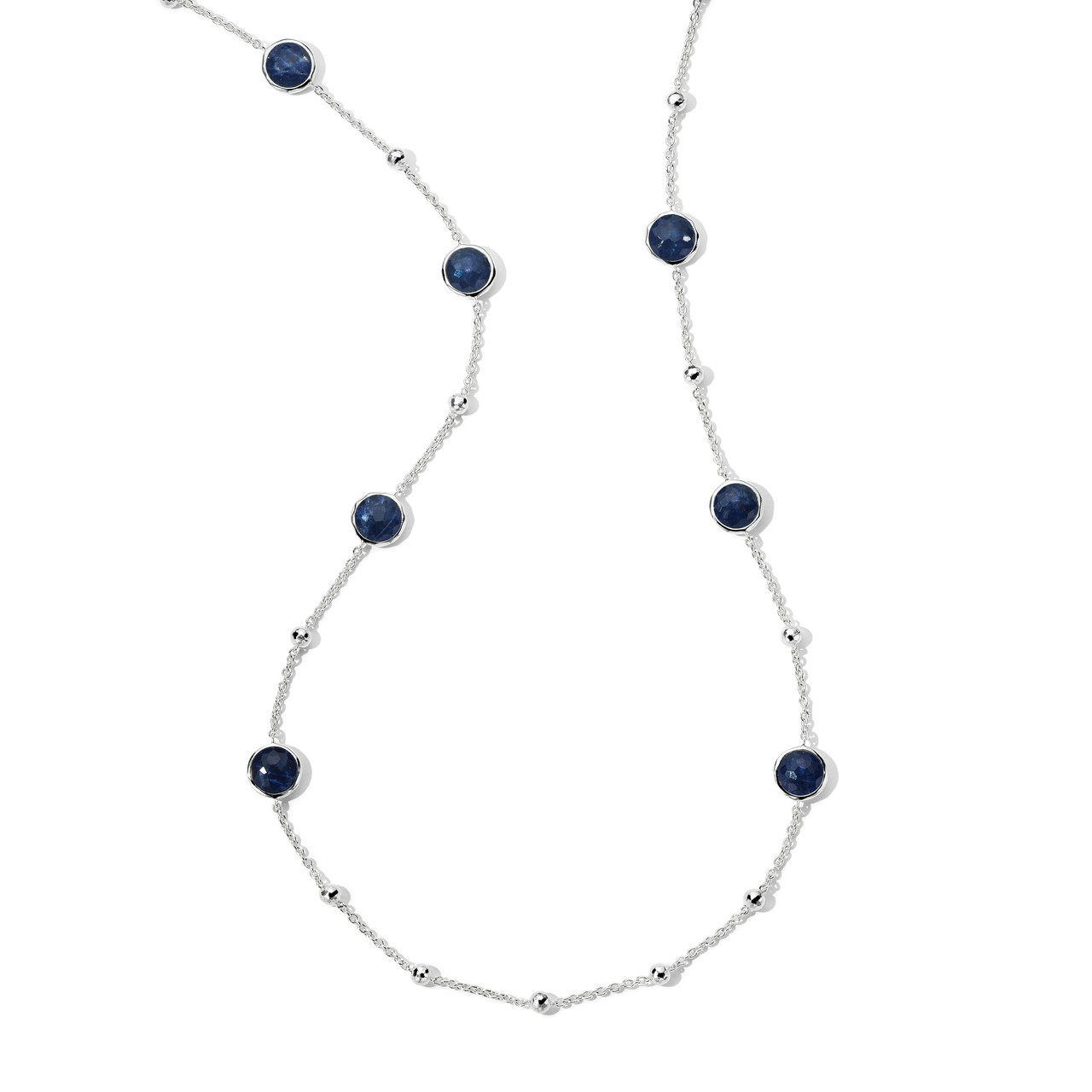 Ball & Stone Station Necklace in Sterling Silver