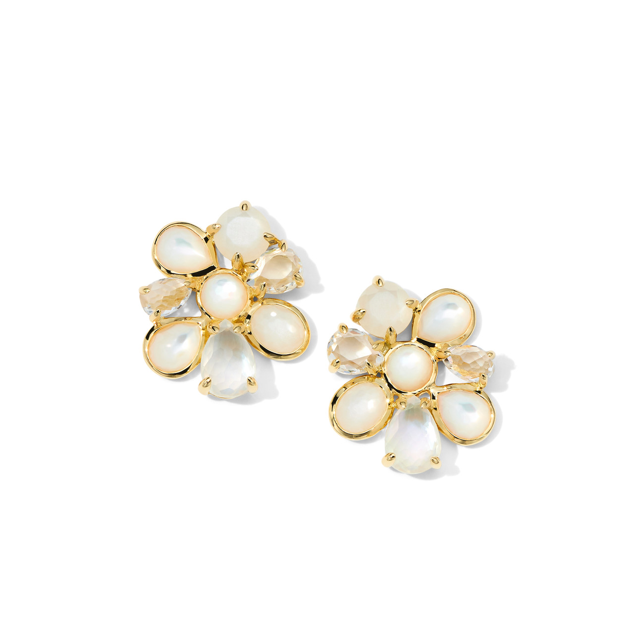 Small 8-Stone Cluster Earrings in 18K Gold