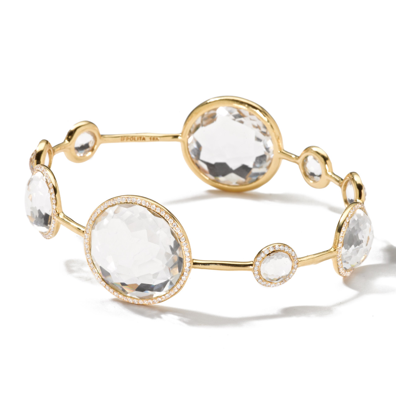 Rose Gold Platted Crystal Jewellery Combo of 5 Designer Adjustable Chain Bangle  Bracelet Emblished with White