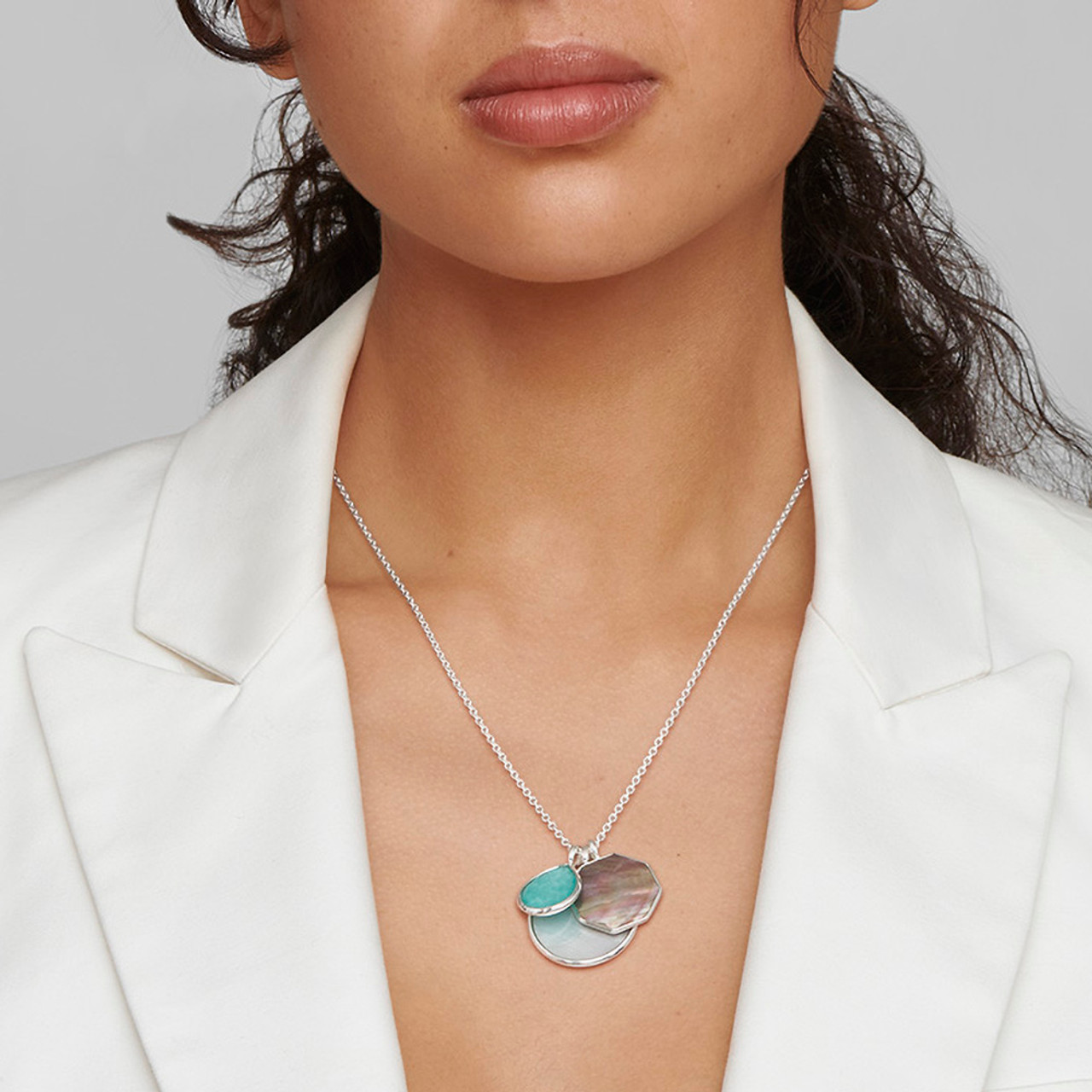 Triple Pendant Necklace in Sterling Silver Isola 24