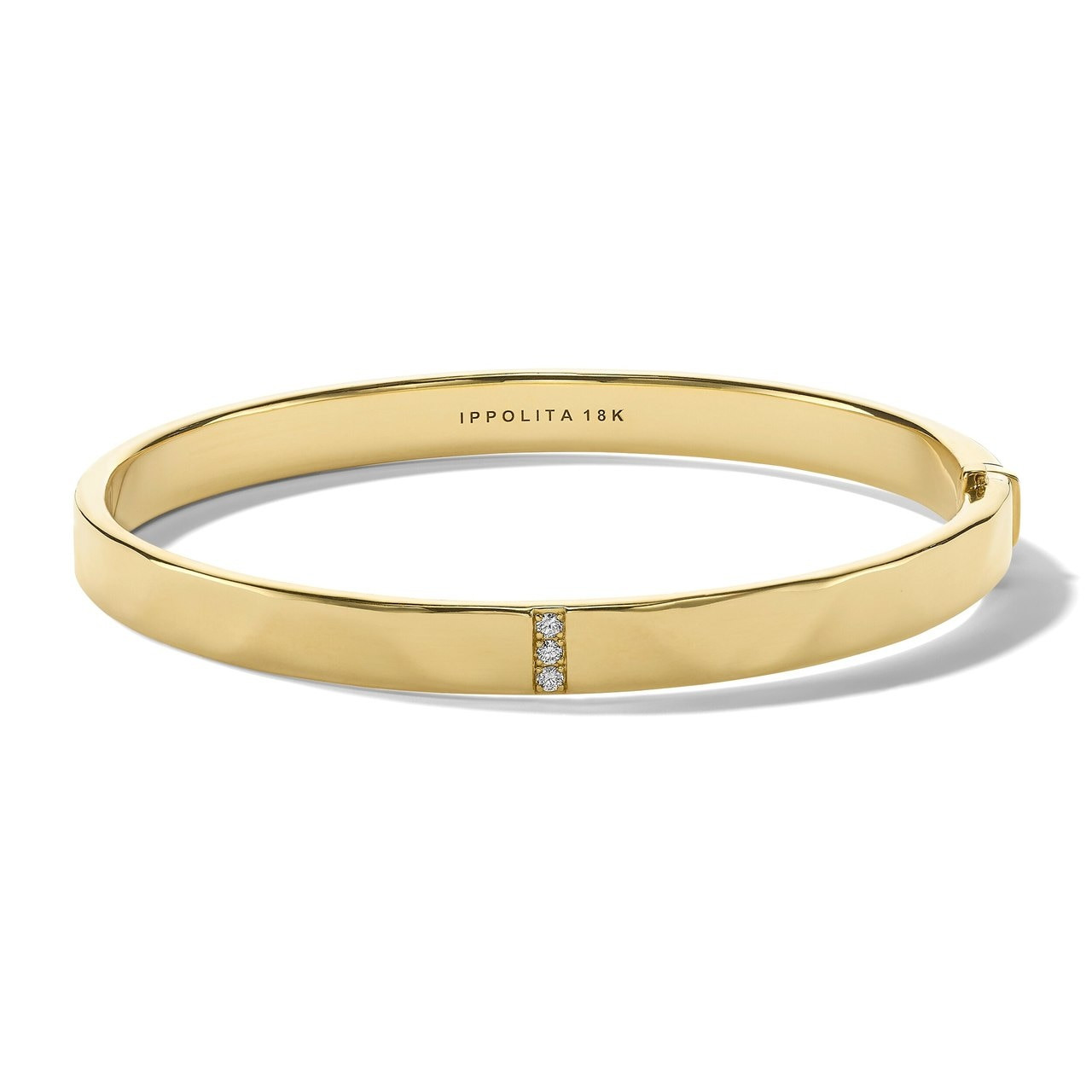 IPPOLITA Stardust 3-Station Hinged Bangle in 18K Gold with Diamonds