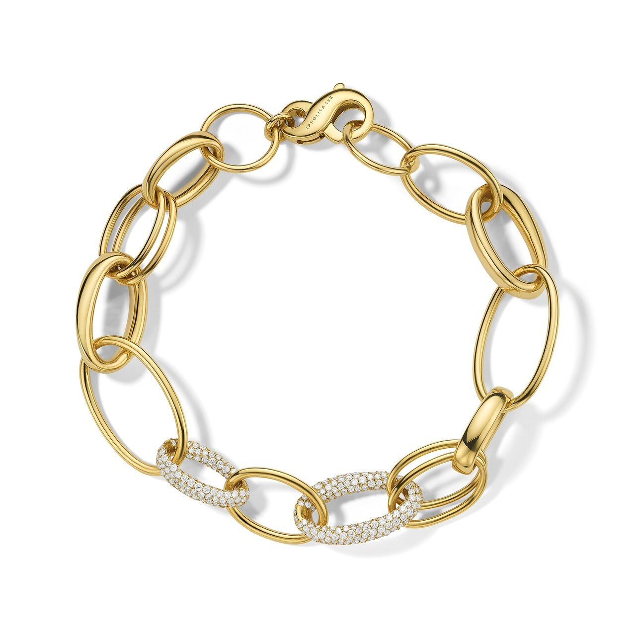 Link Bracelet in 18K Gold with Diamonds GB1076DIA