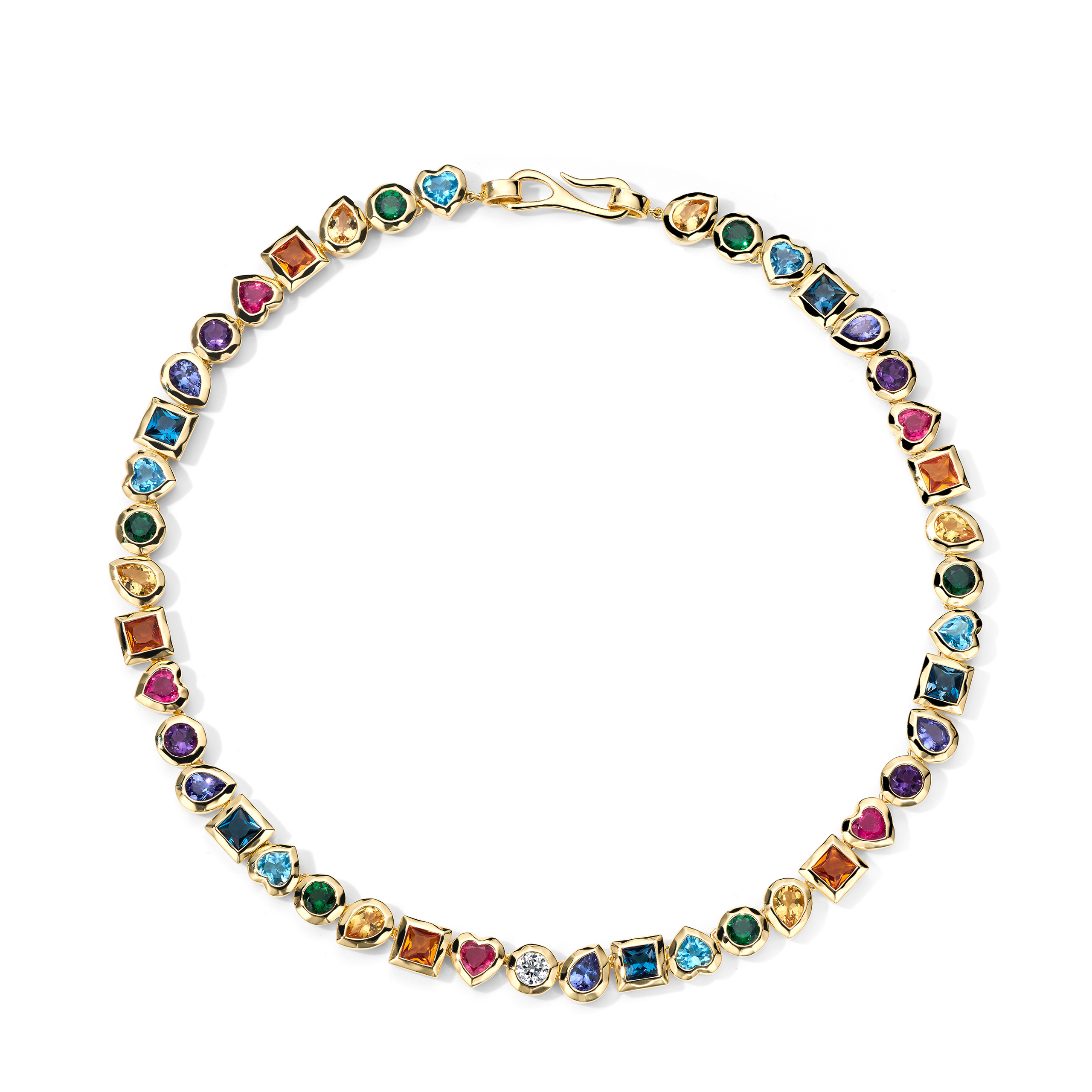 18K Rock Candy® Caramella Necklace in Rainbow Stones with Diamonds