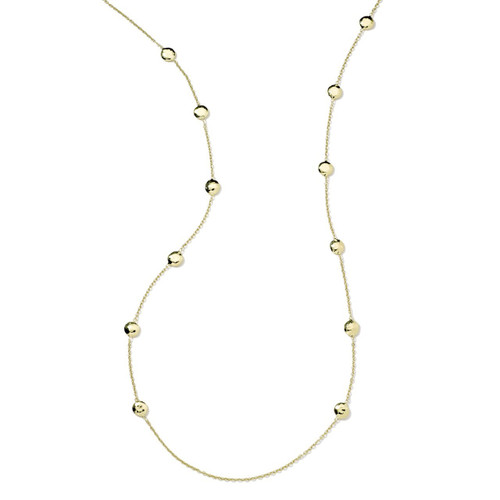 Long Hammered Pinball Layering Necklace in 18K Gold GN492