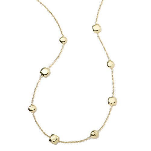Short Hammered Pinball Chain Necklace in 18K Gold GN500