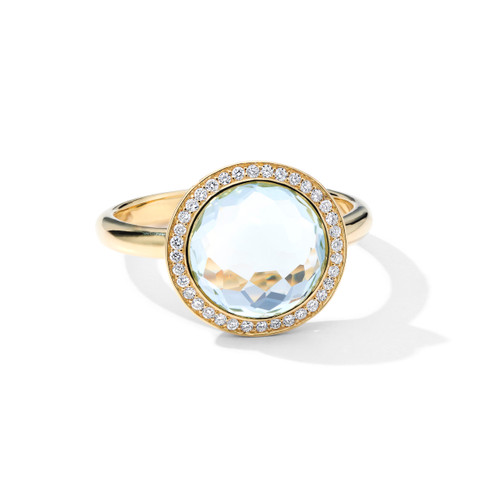 Mini Blue Topaz Ring in 18K Gold with Diamonds GR342BTDIA