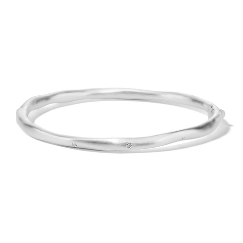 Squiggle Hinged Bangle in Sterling Silver with Diamonds SB1565DIA