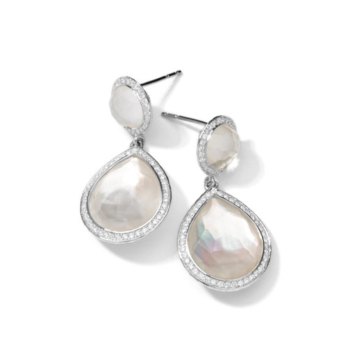 2-Stone Drop Earrings in Sterling Silver with Diamonds SE1152DFMOPDIA