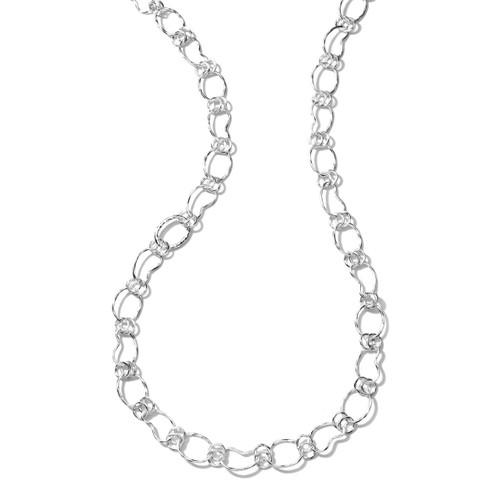 Long Hammered Prosper Chain Necklace in Sterling Silver SN044