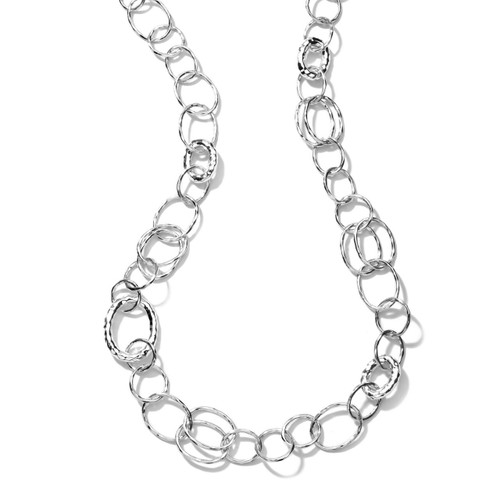 Long Hammered Bastille Necklace in Sterling Silver SN054