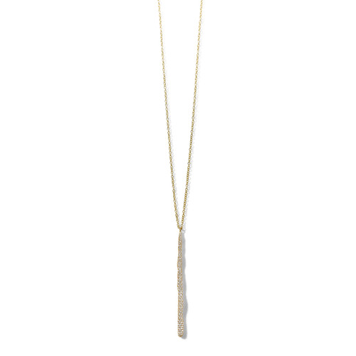 Long Pavé Squiggle Stick Pendant in 18K Gold with Diamonds  GN1670DIA