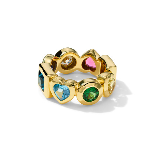 18K Gold Caramella Rainbow Stone Ring with Diamond (.68ctw) GR923RAINBOW