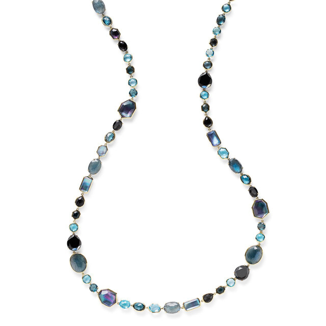 Long Sofia Necklace in 18K Gold with Multi Stones 39.5