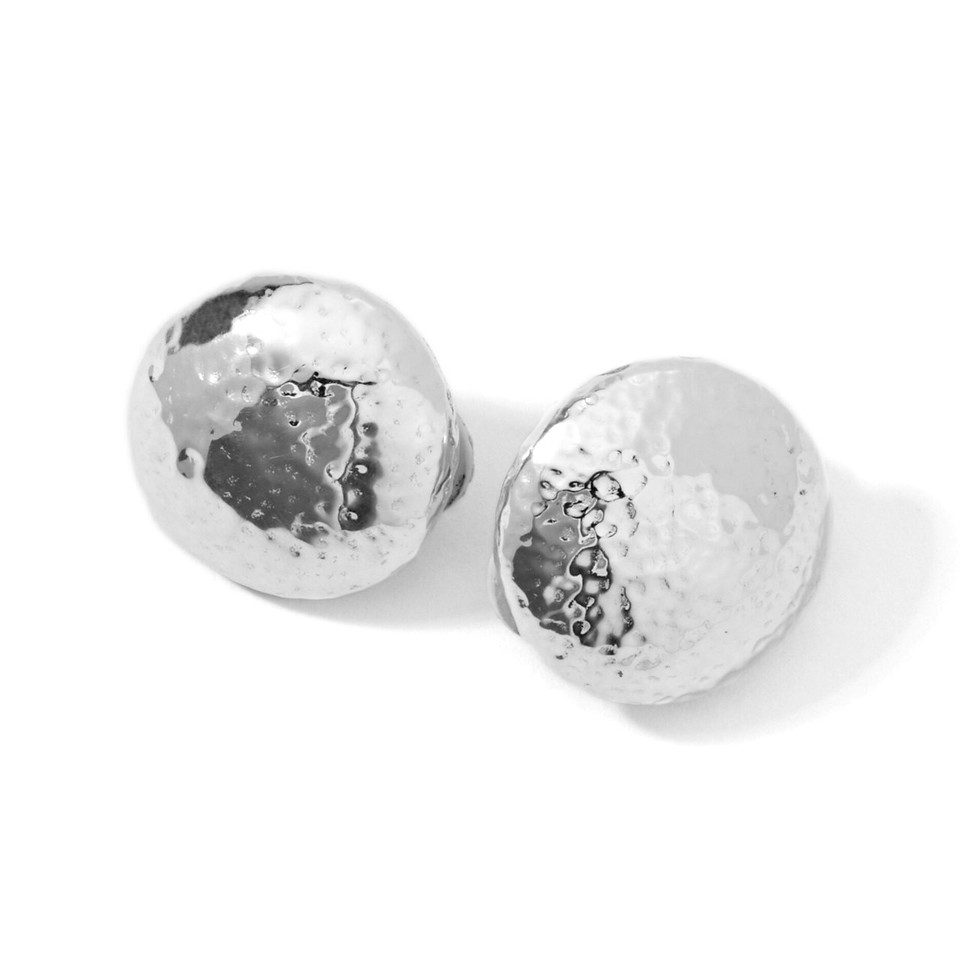 Hammered Button Stud Clip Earrings in Sterling Silver | IPPOLITA