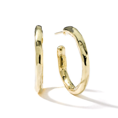 Small Hammered #2 Hoop Earrings in 18K Gold GE282