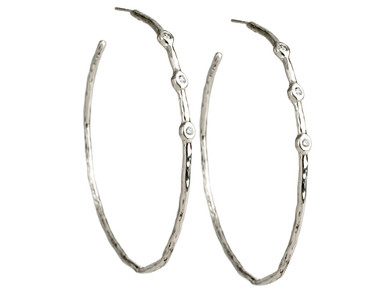 Ippolita Classico Thick Hammered Round Hoop Earrings in Sterling Silver