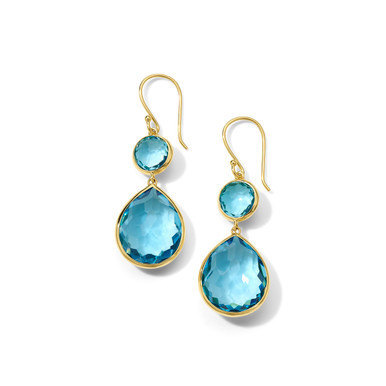 18K Rock Candy® Snowman Teardrop Earrings in Swiss Blue Topaz