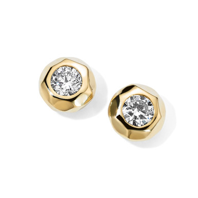 Infinity Stud Earrings with Diamond Dots. 18K gold with diamonds.