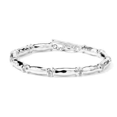 Thin Goddess Barrel Bead Bracelet in Sterling Silver