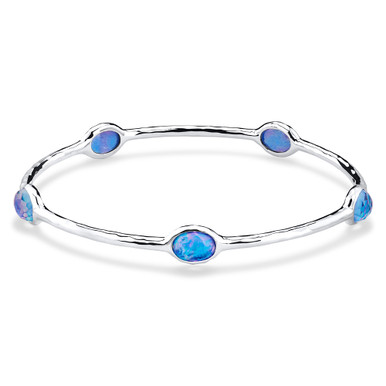 Sterling Silver Bangle Bracelet with Multi Stone