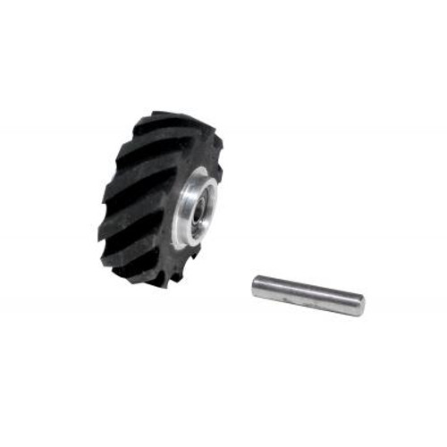 Dynabrade Contact Wheel Ass'y, 2" Dia. x 5/8" W x 5/8" I.D., Crown Face, 40 Duro Rubber