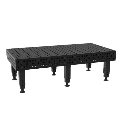 BuildPro 8' x 4' ALPHA 5/8 Welding Table, Nitrided Finish, Height-Adjustable Legs, Table Surface Height 28.5-38.5" (TA5-9648Q-B1)