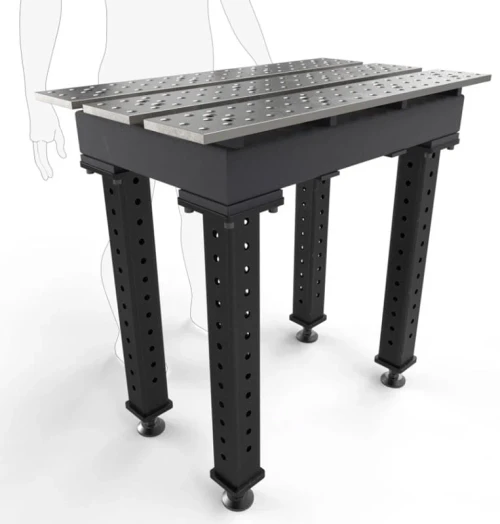 BuildPro 2' x 4' Slotted Welding Table, Nitrided Finish, Adjustable Heavy-Duty Legs, Table Surface Height 28.5" - 38.5" (TMQR52246)