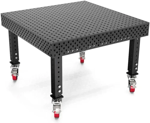BuildPro 4' x 4' MAX Welding Table, Standard Finish, Adjustable Heavy-Duty Legs with Casters, Table Surface Height 33.3" - 43.3" (TMRC54848F)