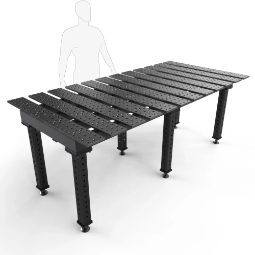 BuildPro 8' x 4' Slotted Welding Table, Nitrided Finish, Heavy-Duty Legs, Table Surface Height 30.5" (TMQB59446)