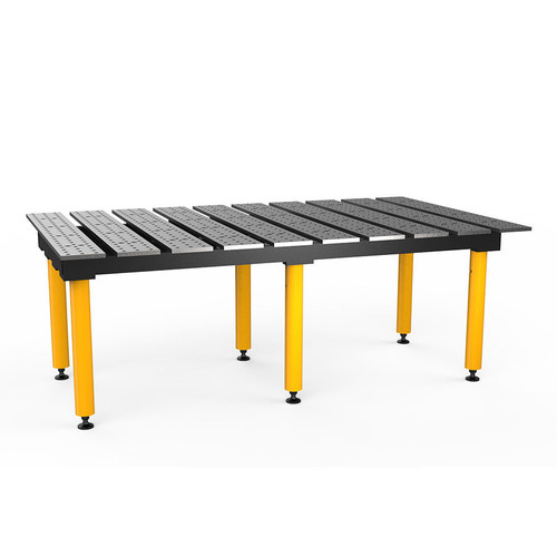 BuildPro 6-1/2' x 4' Slotted Welding Table, Standard Finish, Adjustable Heavy-Duty Legs, Table Surface Height 28.5" - 38.5" (TMR57846)