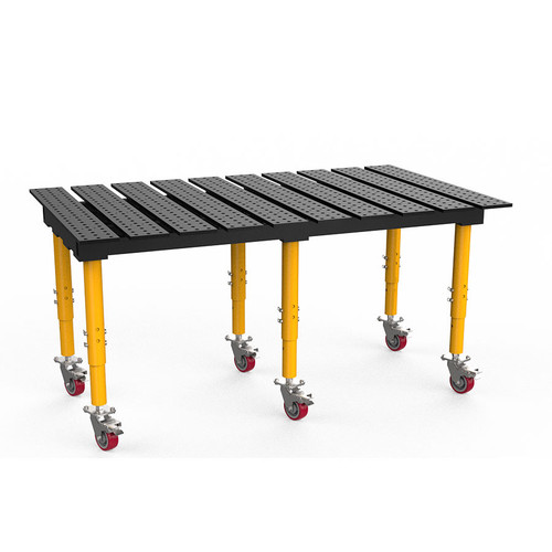 BuildPro 6-1/2' x 4' Slotted Welding Table, Nitrided Finish, Adjustable Heavy-Duty Legs with Casters, Table Surface Height 33.3" - 43.3" (TMQRC57846)