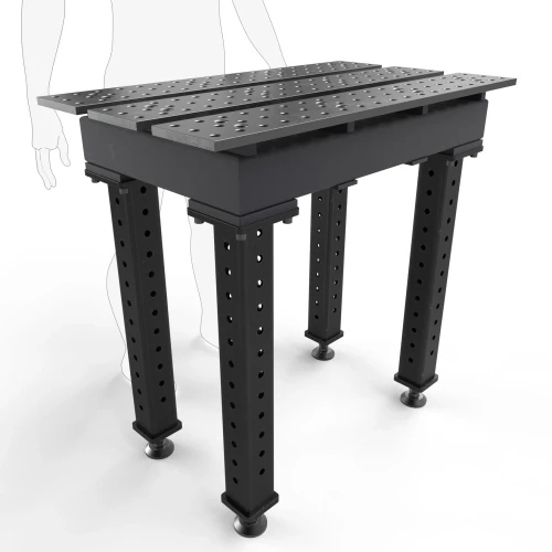 BuildPro 2' x 4' Slotted Welding Table, Nitrided Finish, Heavy-Duty Legs, Table Surface Height 36.5" (TMQA52246)