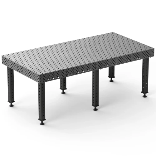 BuildPro 8' x 4' ALPHA 5/8 Welding Table, Nitrided Finish, Height-Adjustable Legs with Casters and Locking Brakes, Table Surface Height 33-43" (TA5-9648Q-C1)