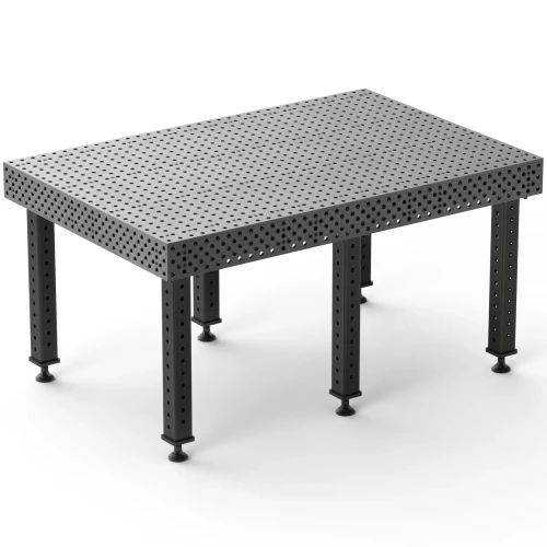 BuildPro 6' x 4' ALPHA 5/8 Welding Table, Nitrided Finish, Height-Adjustable Legs with Casters and Locking Brakes, Table Surface Height 33-43" (TA5-7248Q-C1)