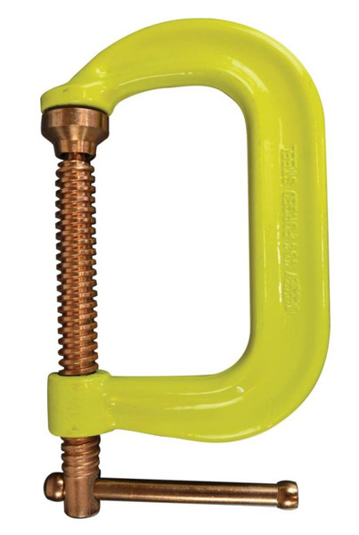 Drop Forged C-Clamp, 12 In. Capacity, 6-1/4 In. Throat Depth, Hi-Vis Yellow Frame with Copper Plated Spindle