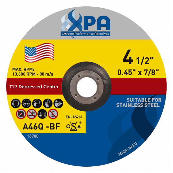 4-1/2" X 7/8" X .045" Cutting Wheel T27 Depressed Center