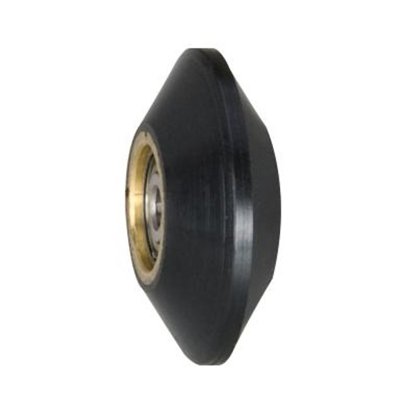 Dynabrade Contact Wheel Ass'y, 1" Dia. x 3/8" W x 3/8" I.D., V-Shaped Face, 90 Duro Rubber