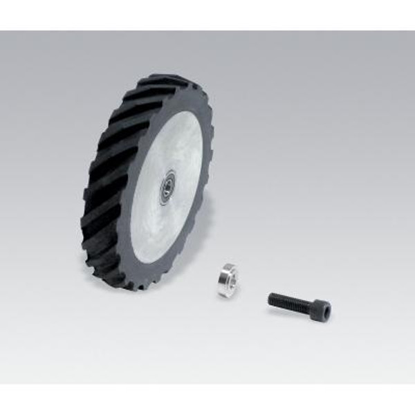 Dynabrade Contact Wheel Ass'y, 4" Dia. x 5/8" W x 5/8" I.D., Scoop Face, 40 Duro Rubber