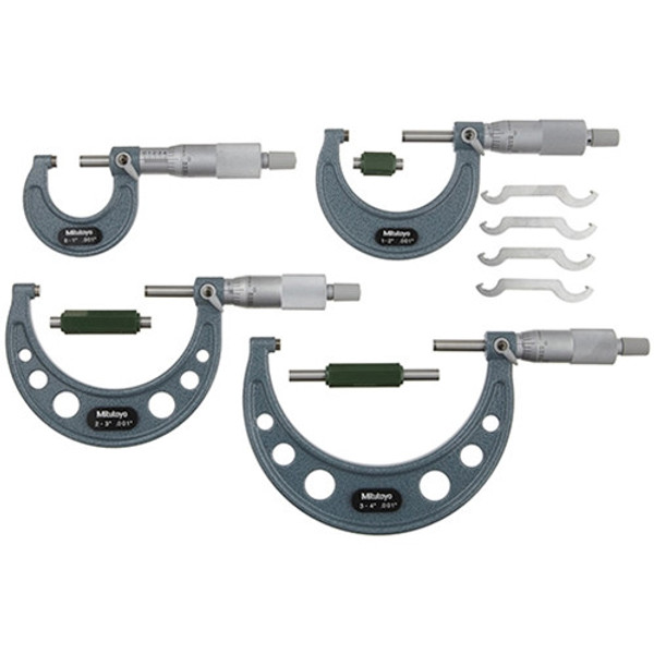 Mitutoyo Vernier Outside Micrometer 4-Piece Set 0-4"