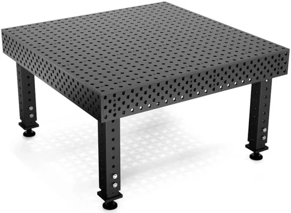BuildPro 4' x 4' ALPHA 5/8 Welding Table, Nitrided Finish, Height-Adjustable Legs, Table Surface Height 28.5-38.5" (TA5-4848Q-B1)