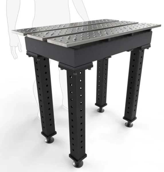 BuildPro 2' x 4' Slotted Welding Table, Nitrided Finish, Adjustable Heavy-Duty Legs, Table Surface Height 28.5" - 38.5" (TMQR52246)